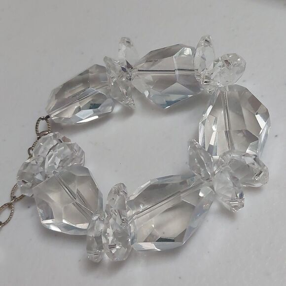 Vintage Icy Glass Chunky Bead Statement Bracelet - Picture 3 of 6